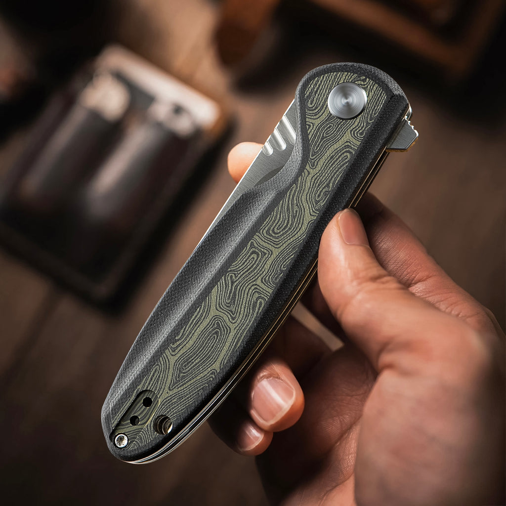 IOKO Pocket Knife Two-Tone G10 Handle, High-Quality D2 Blade