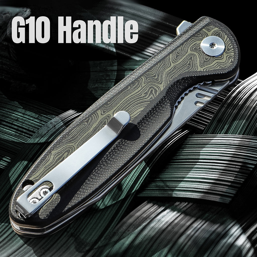 IOKO Pocket Knife Two-Tone G10 Handle, High-Quality D2 Blade
