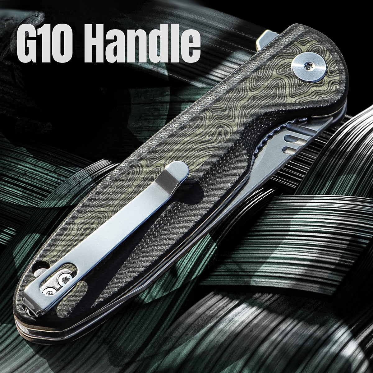 IOKO Pocket Knife Two-Tone G10 Handle, High-Quality D2 Blade