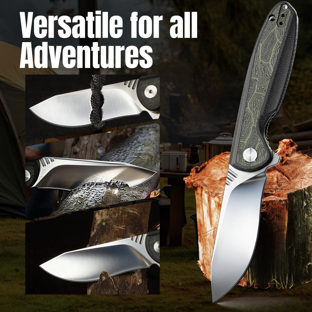 IOKO Pocket Knife Two-Tone G10 Handle, High-Quality D2 Blade