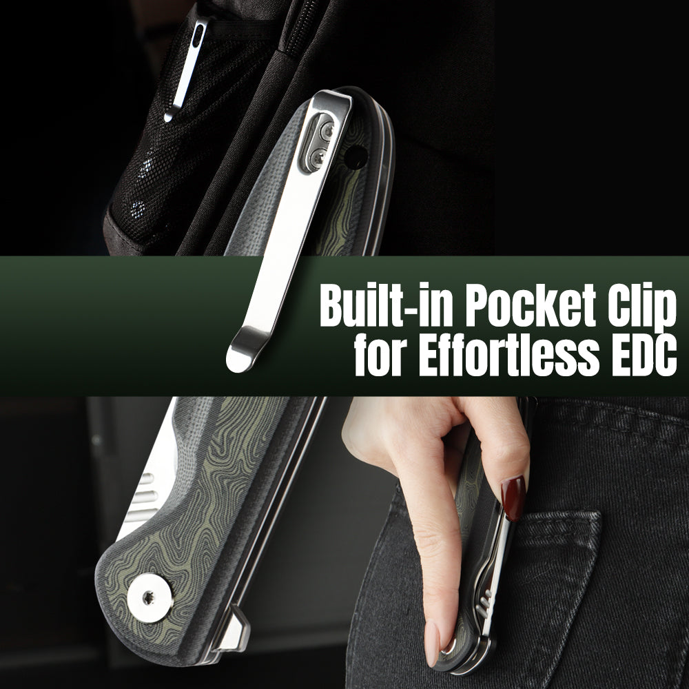 IOKO Pocket Knife Two-Tone G10 Handle, High-Quality D2 Blade