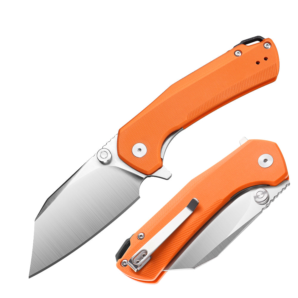 IOKO Outdoor folding knife, camping and hiking tool knife, D2 material G10 handle