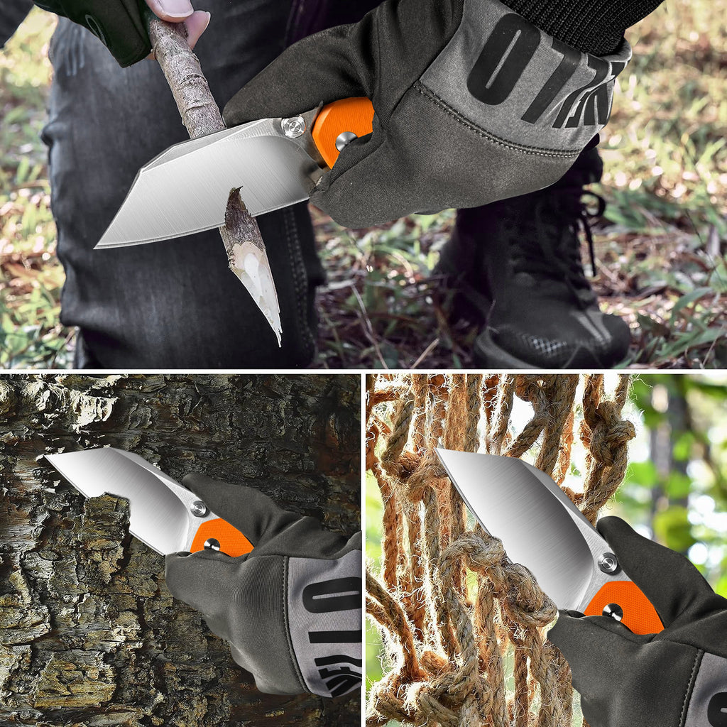 IOKO Outdoor folding knife, camping and hiking tool knife, D2 material G10 handle
